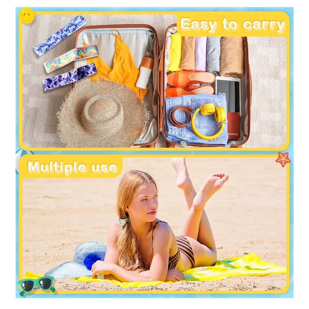 🆕 8 Pack Towel Bands for Beach Chair, Pool Essentials, Elastic and Windproof - Picture 6 of 7
